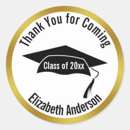 Adesivo Thank You for Coming Gold White Name Graduation