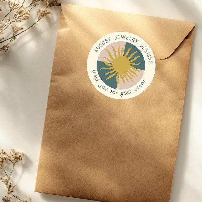 Adesivo THANK YOU FOR ORDERING Sun Modern Cute CUSTOM (THANK YOU FOR ORDERING Sun Modern Cute CUSTOM Classic Round Sticker
)