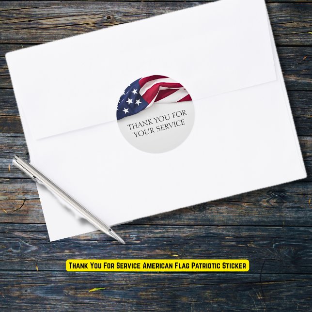 Adesivo Thank You For Service American Flag Patriotic (Thank You For Service American Flag Patriotic Classic Round Sticker
)