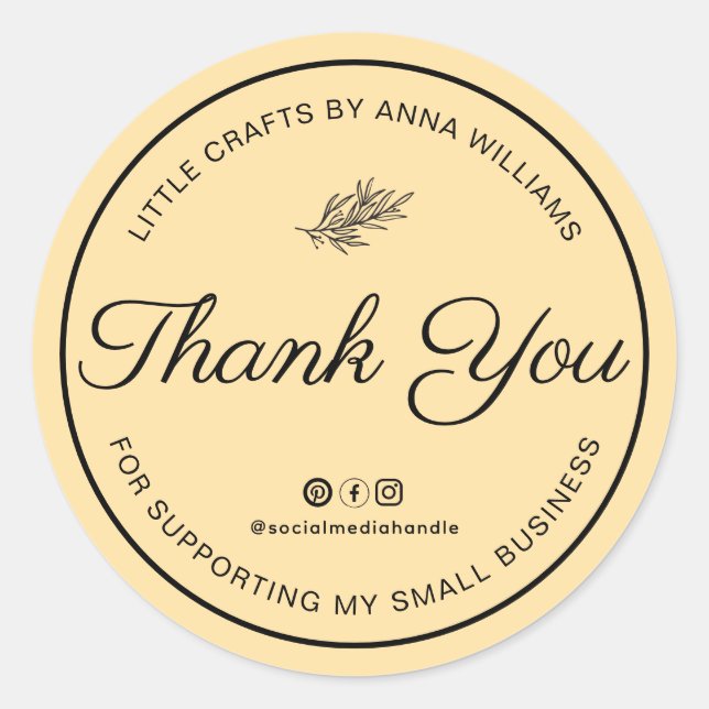 Adesivo Thank You For Supporting My Small Business (Frente)