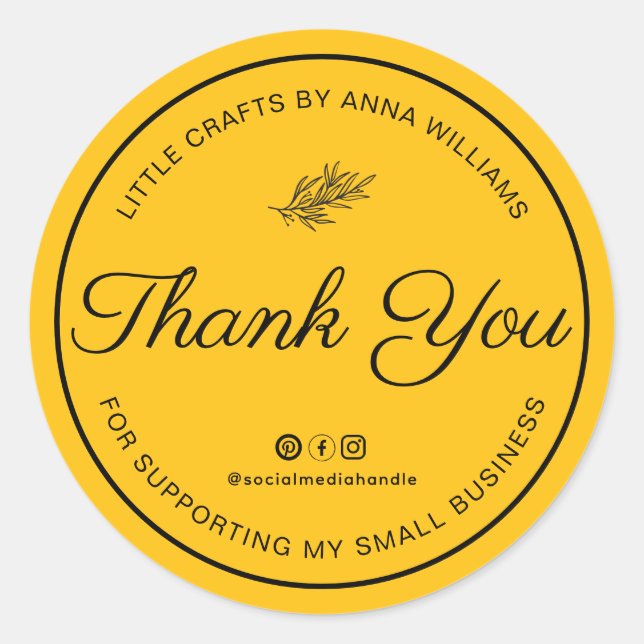 Adesivo Thank You For Supporting My Small Business (Frente)