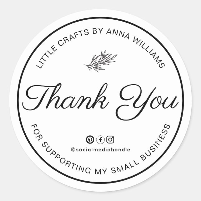 Adesivo Thank You For Supporting My Small Business (Frente)