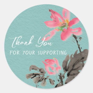 Adesivo Thank You For Supporting Watercolor Lotus Floral