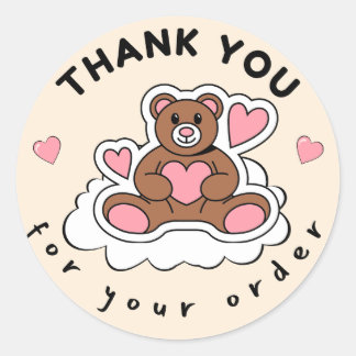 Adesivo Thank You For Your Order Cute Bear Packaging Stick