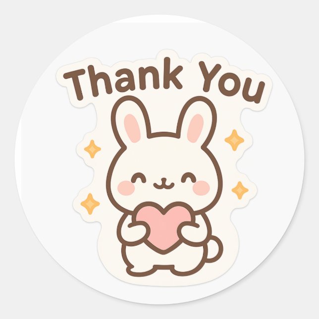 Adesivo Thank You Kawaii Bunny Sticker (Frente)