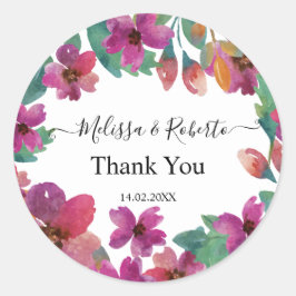 Adesivo Thank you lovely pastel colored watercolor flowers