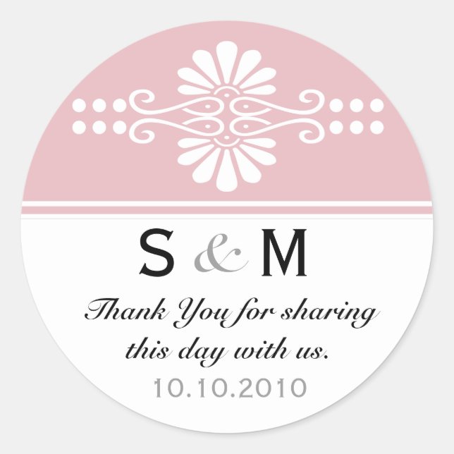 Adesivo Thank You Monogram Wedding Favor Labels (Frente)