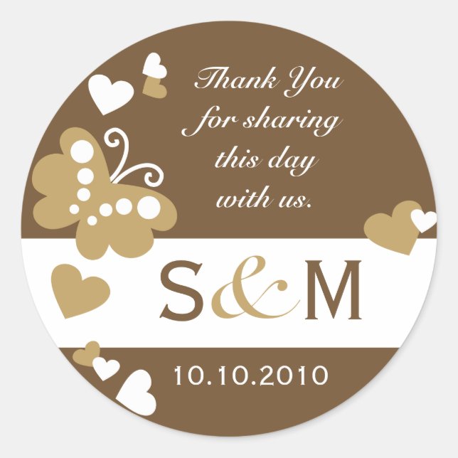 Adesivo Thank You Monogram Wedding Favor Labels (Frente)