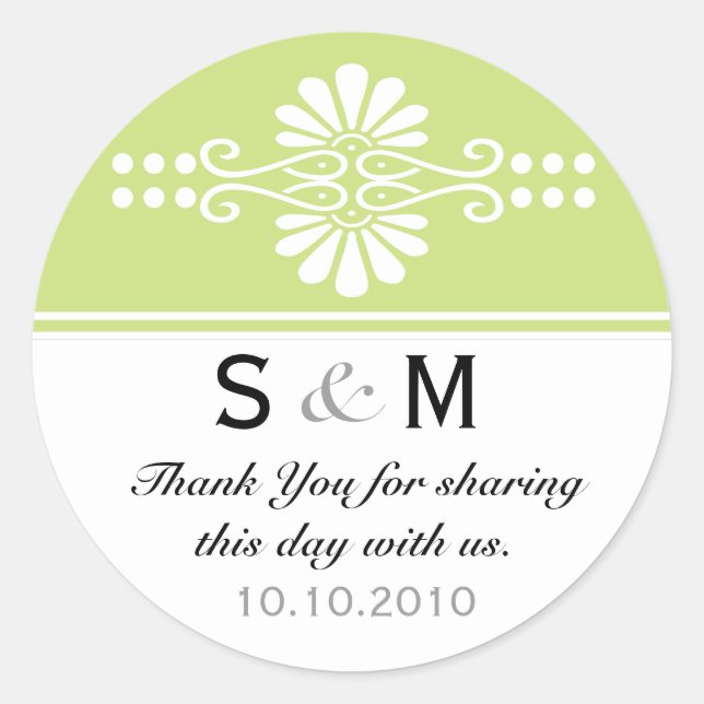 Adesivo Thank You Monogram Wedding Favor Labels (Frente)