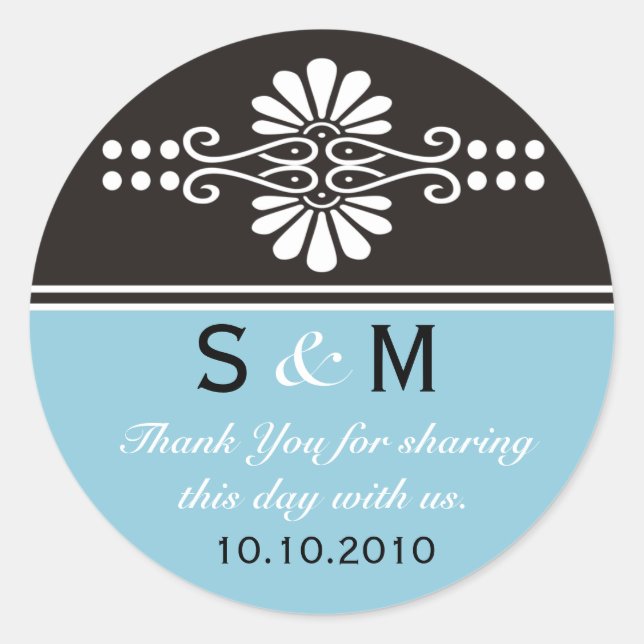 Adesivo Thank You Monogram Wedding Favor Labels (Frente)