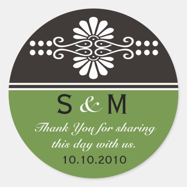 Adesivo Thank You Monogram Wedding Favor Labels (Frente)