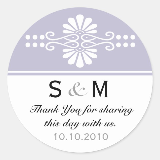 Adesivo Thank You Monogram Wedding Favor Labels (Frente)