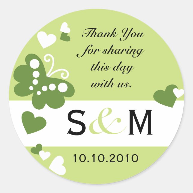 Adesivo Thank You Monogram Wedding Favor Labels (Frente)