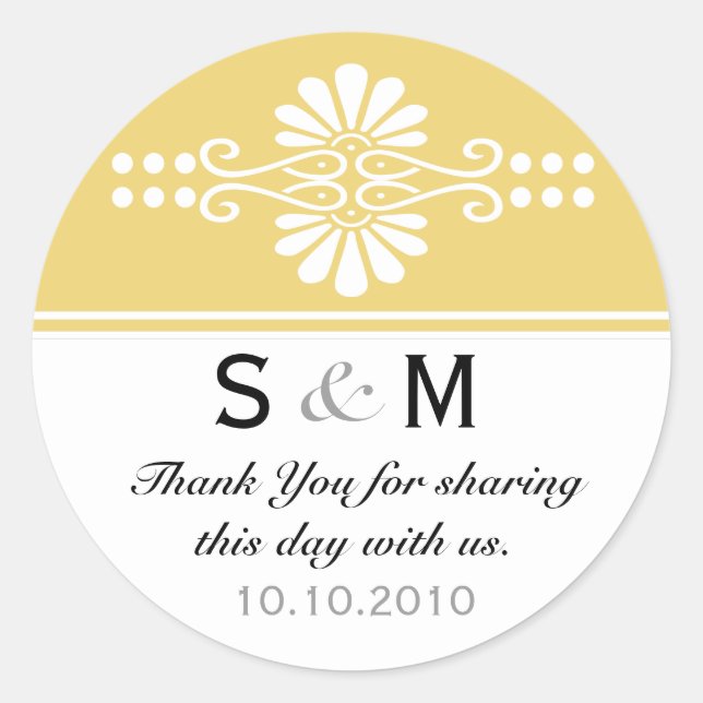Adesivo Thank You Monogram Wedding Favor Labels (Frente)