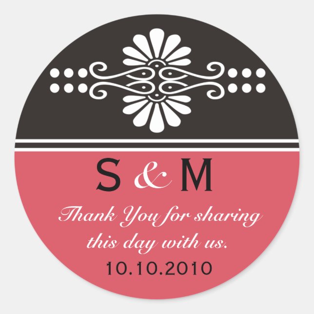Adesivo Thank You Monogram Wedding Favor Labels (Frente)