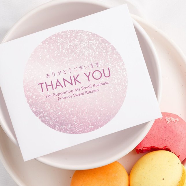 Adesivo Thank You Pink Glitter Sparkle Small Business (Criador carregado)