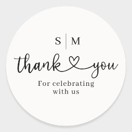 Adesivo Thank You Script Heart Wedding Round Sticker