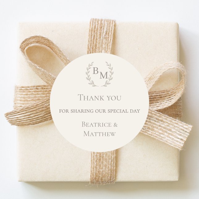 Adesivo Thank you sharing our day ivory monogram wedding (Criador carregado)