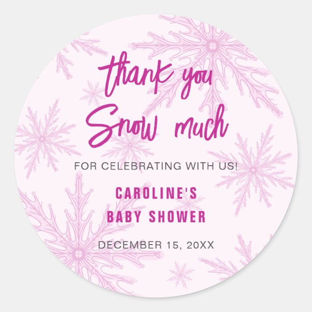 Adesivo Thank You Snow Much Snowflakes Girl Baby Shower (Frente)