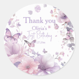 Adesivo Thank You Sticker Label | Lilac Butterfly Watercol