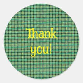 Adesivo Thank you stickers on green yellow weave pattern