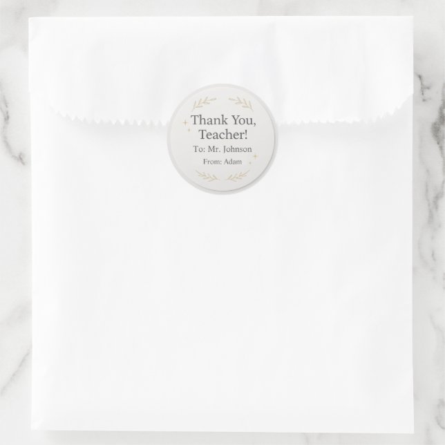 Adesivo Thank You Teacher – Custom Name Sticker Gift (Bolsa)