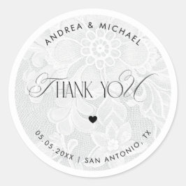 Adesivo Thank You White Lace Wedding Favor Label