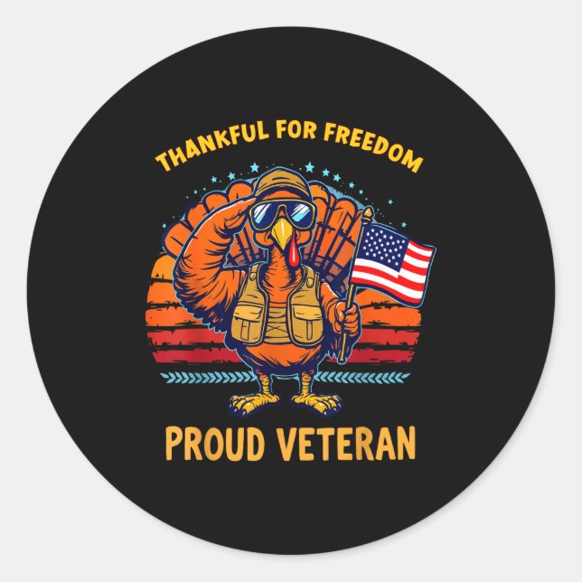 Adesivo Thankful For Dom Proud Veteran Patriotic Thanksgiv (Frente)