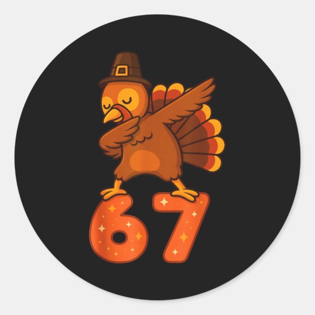 Adesivo Thanksgiving 67 Meme Six Seven Funny Turkey  (Frente)