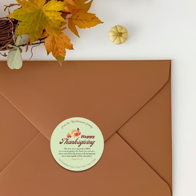 Adesivo Thanksgiving Bible Verse | Name & Address Envelope (Criador carregado)