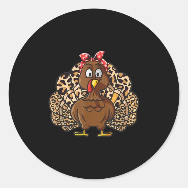 Adesivo Thanksgiving Leopard Turkey Women Girl Autumn Fall (Frente)
