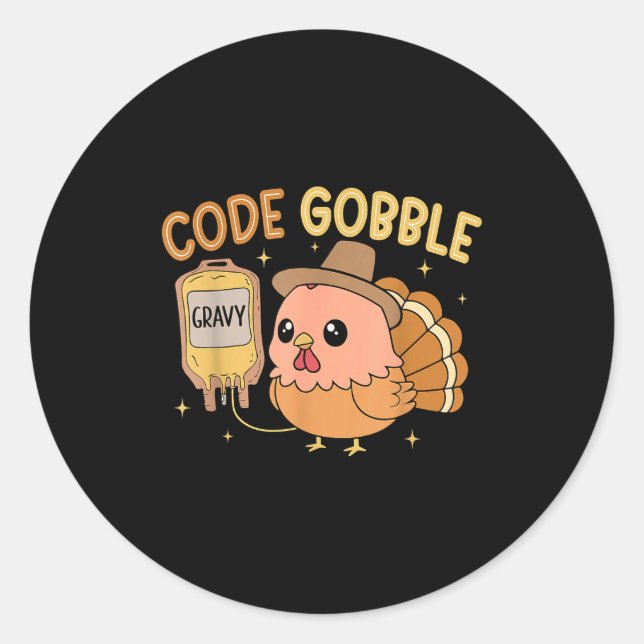 Adesivo Thanksgiving Nurse Code Gobble Funny Rn Cna Medica (Frente)