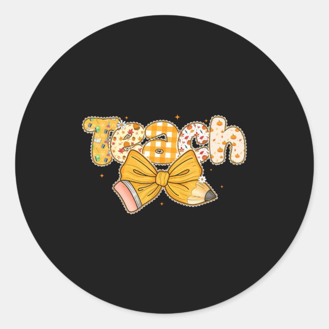 Adesivo Thanksgiving Teacher Pencil Bow Fall One Thankful  (Frente)