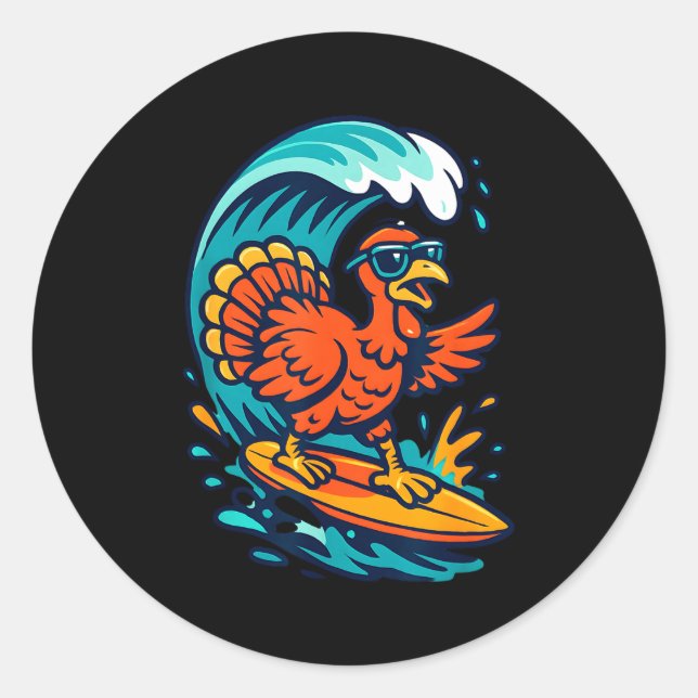 Adesivo Thanksgiving Turkey Surfer Surfing  (Frente)