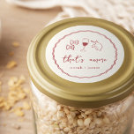 Adesivo "That's Amore" Handwritten Bridal Shower<br><div class="desc">Este belo design de chá de panela de inspiração italiana apresenta letras cursivas estilo manuscrito acentuadas com uma borda ondulada de fita escrivora em vermelho de tomate. Ilustrações desenhadas à mão de massas farfaltais, vinho e um limão siciliano completam a design de um olhar de verão na costa de Amalfi....</div>