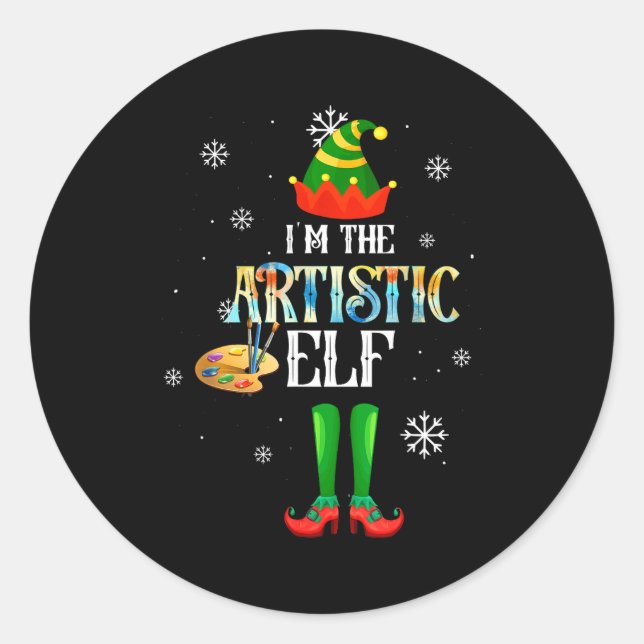 Adesivo The Artistic Elf Squad Elf Family Christmas Pajama (Frente)