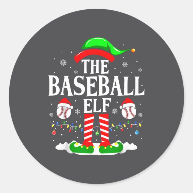 Adesivo The Baseball Elf Funny Christmas Srt Lovers Xmas E (Frente)