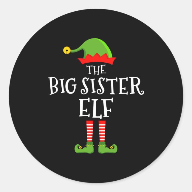 Adesivo The Big Sister Elf Funny Christmas Matching Family (Frente)