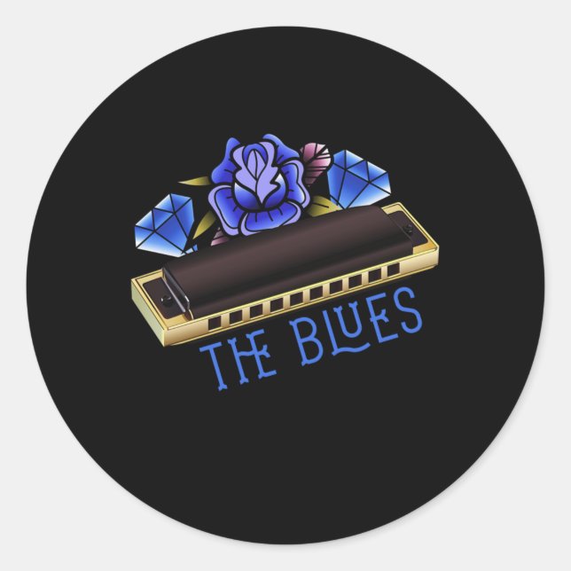 Adesivo The Blues Harmonica Music Sound Acoustic Jazz Gift (Frente)