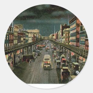 Adesivo The Bowery, de Night, New York. Vintage.