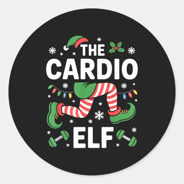 Adesivo The Cardio Elf Funny Fitness Christmas Gym Workout (Frente)