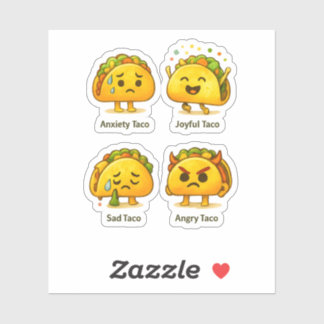 Adesivo The Four Moods of Tacos Funny Vinyl Sticker Sheet