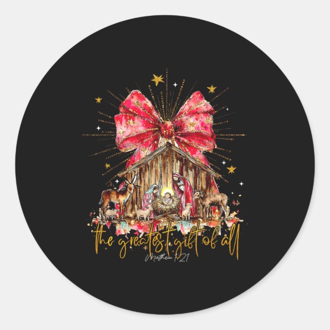 Adesivo The Greatest Gift For All Christmas Nativity Jesus (Frente)