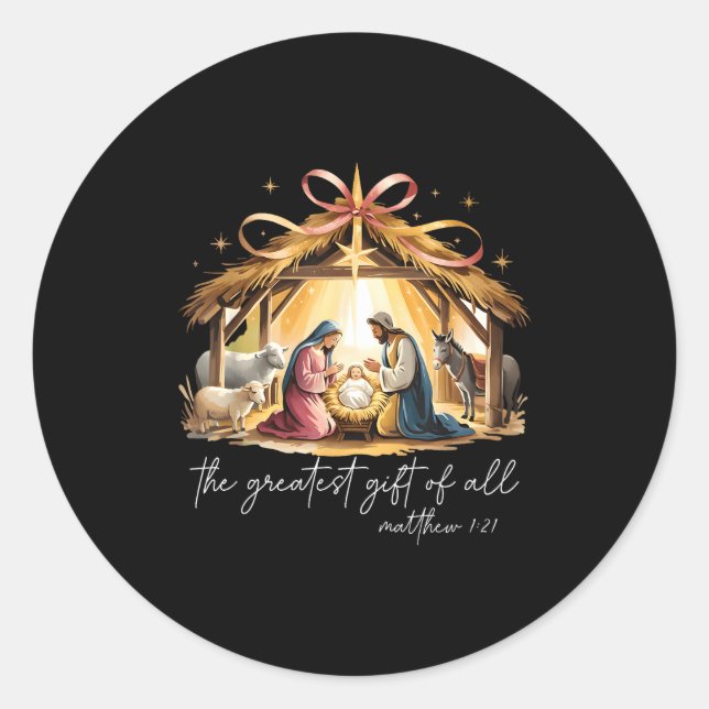 Adesivo The Greatest Gift Of All Christmas Jesus Christian (Frente)