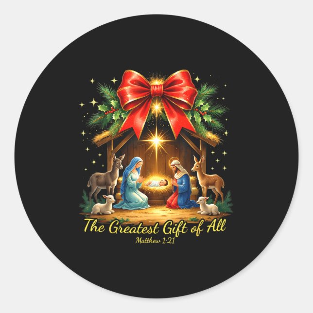 Adesivo The Greatest Gift Of All Nativity Christian Christ (Frente)