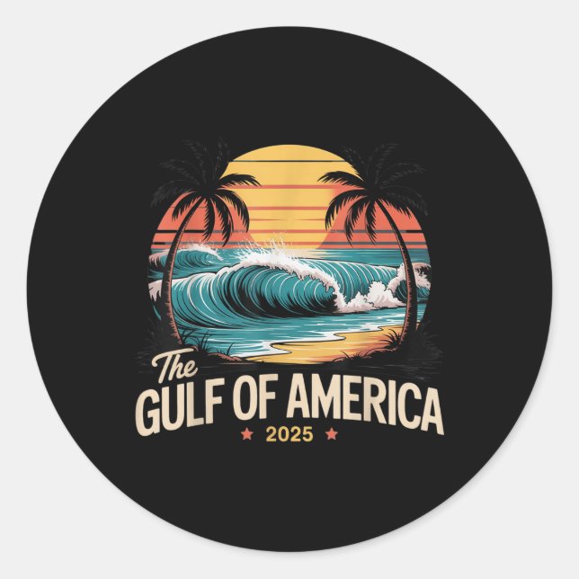 Adesivo The Gulf Of America 2025 Retro Beach Wave Usa  (Frente)