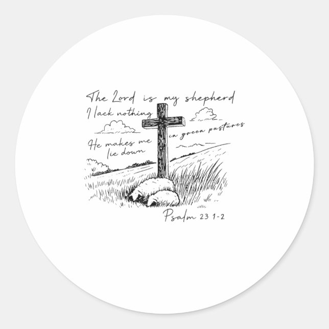 Adesivo The Lord Is My Shepherd Psalm 23 Cross Meadow  (Frente)