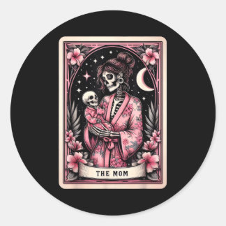 Adesivo The mom tarot card skeleton mama coffee happyThe m