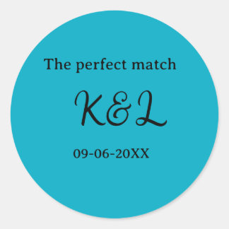 Adesivo The perfect match couple name letter date blue sim