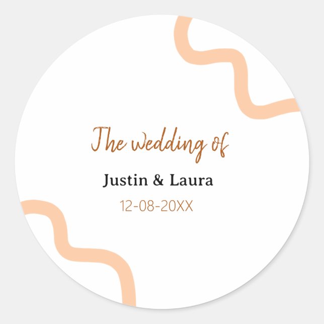 Adesivo The wedding of add bride groom name date peach (Frente)